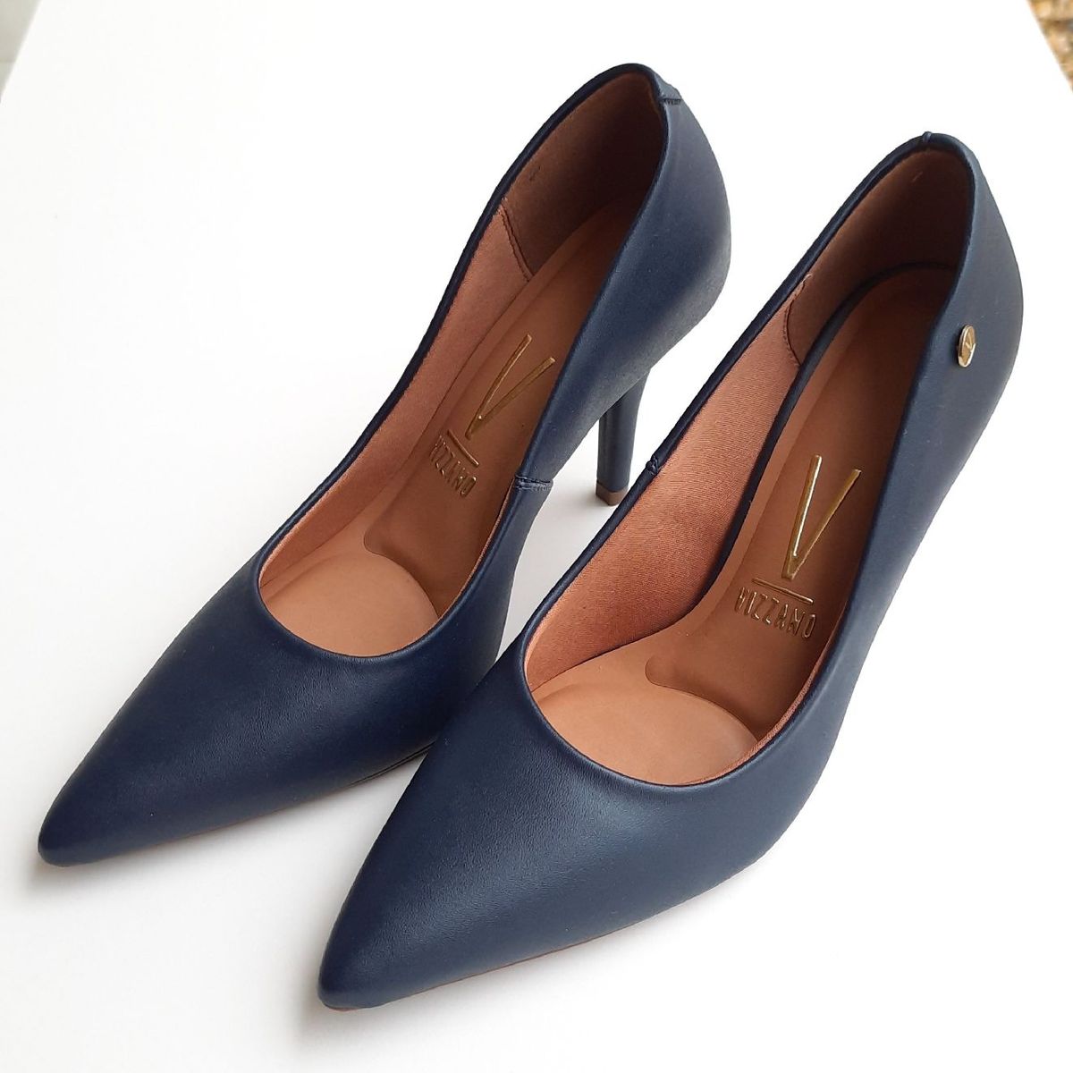 Scarpin Vizzano Sandalia Vizzano Salto Grosso Azul Marinho Sapato