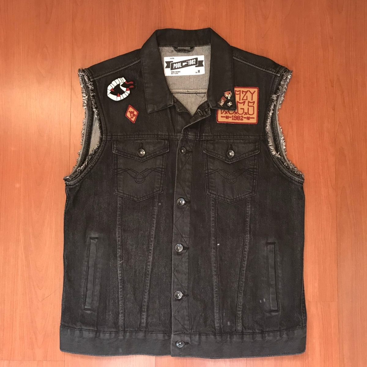 colete masculino jeans preto