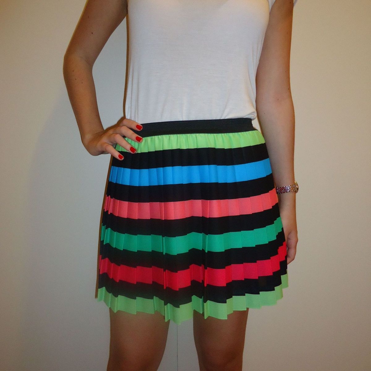 h&m saia plissada