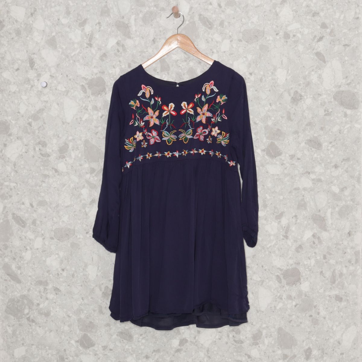 Vestido Azul Floral Bordado Anany | Vestido Feminino Anany Usado 90025115 |  enjoei