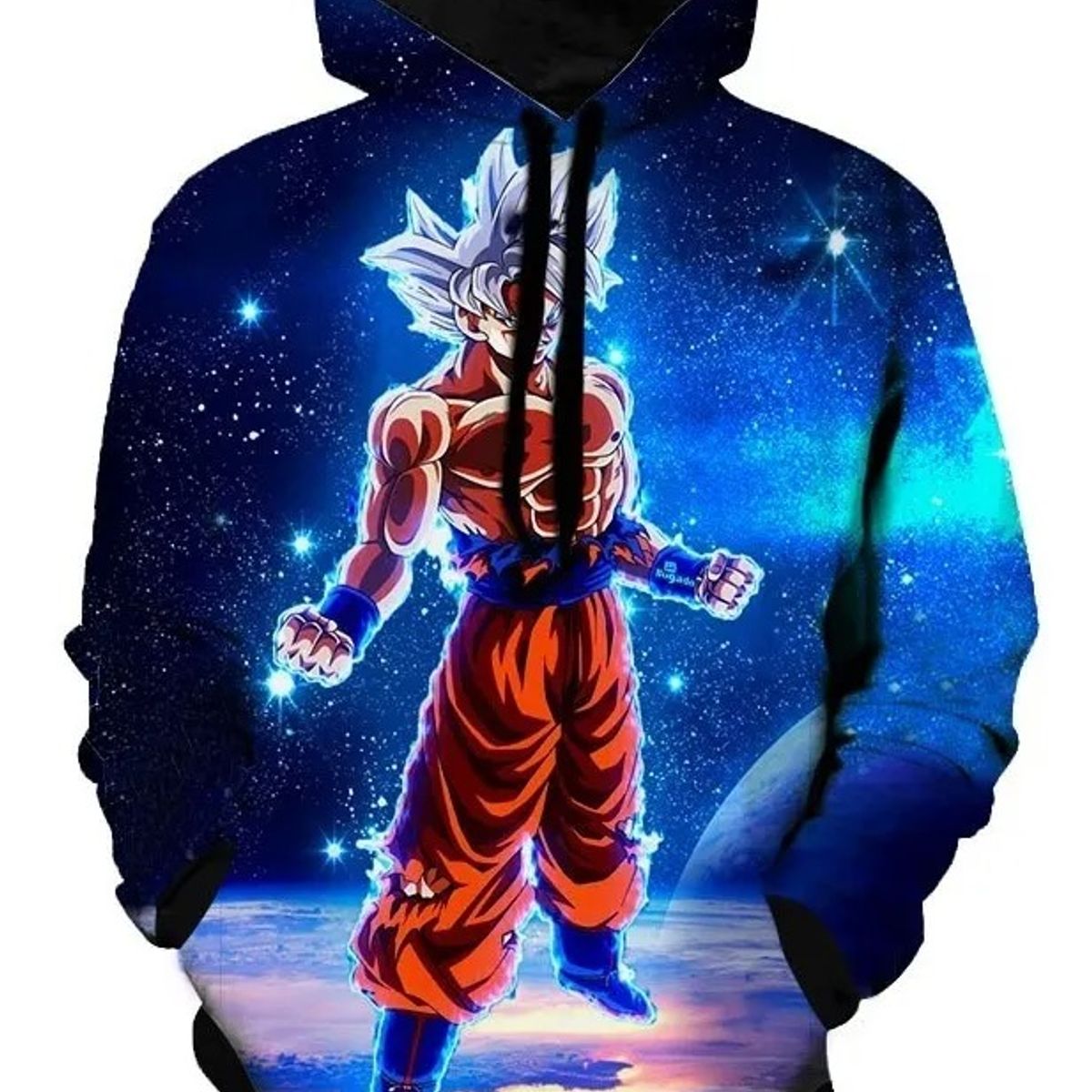 Blusa de Frio Moletom Full Goku Criança Desenho Anime com Capuz