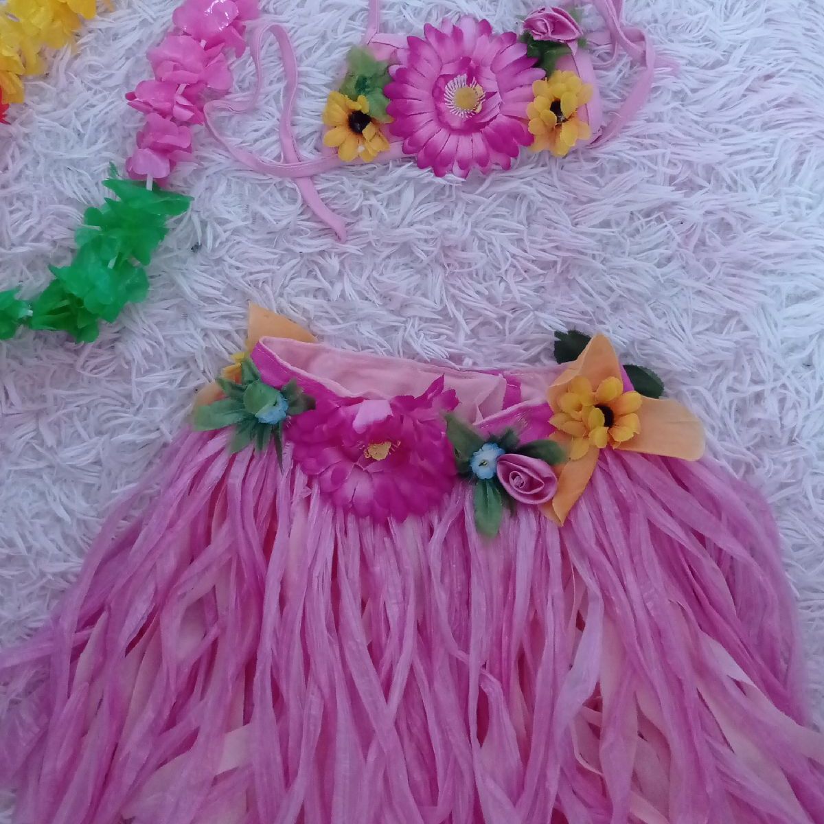 Roupa Havaiana Feminina Infantil Conjunto Fantasia Havaiana Kukiê