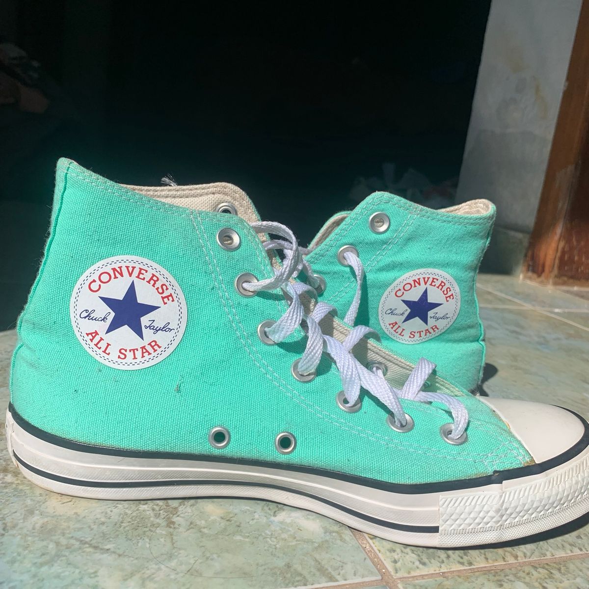 Agua Cano Alto Converse Verde Agua Usada All Star Chuck Taylor Cano Alto  Lona Verde Água Converse Usado, image size:1200x1200