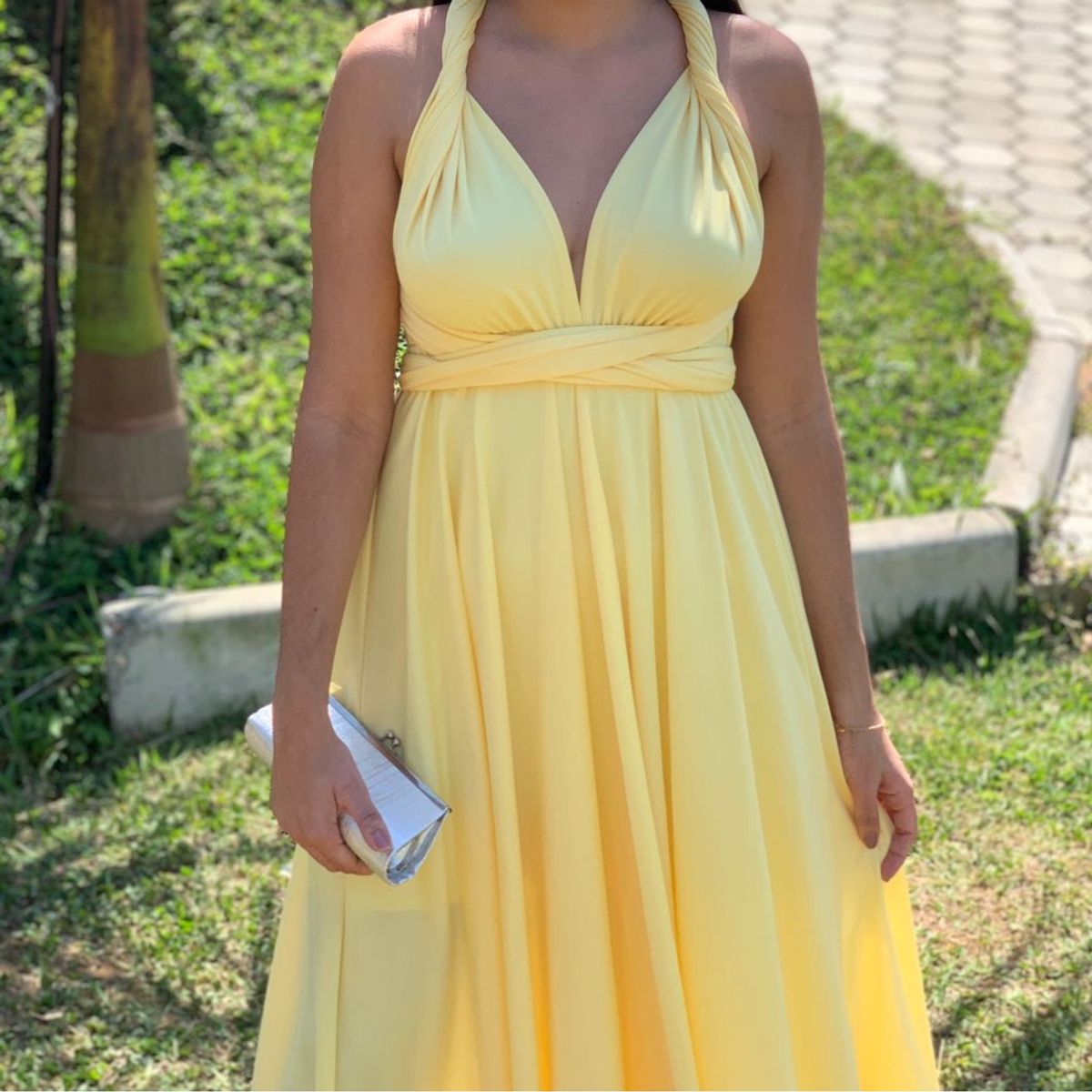 Vestido store multiformas amarelo