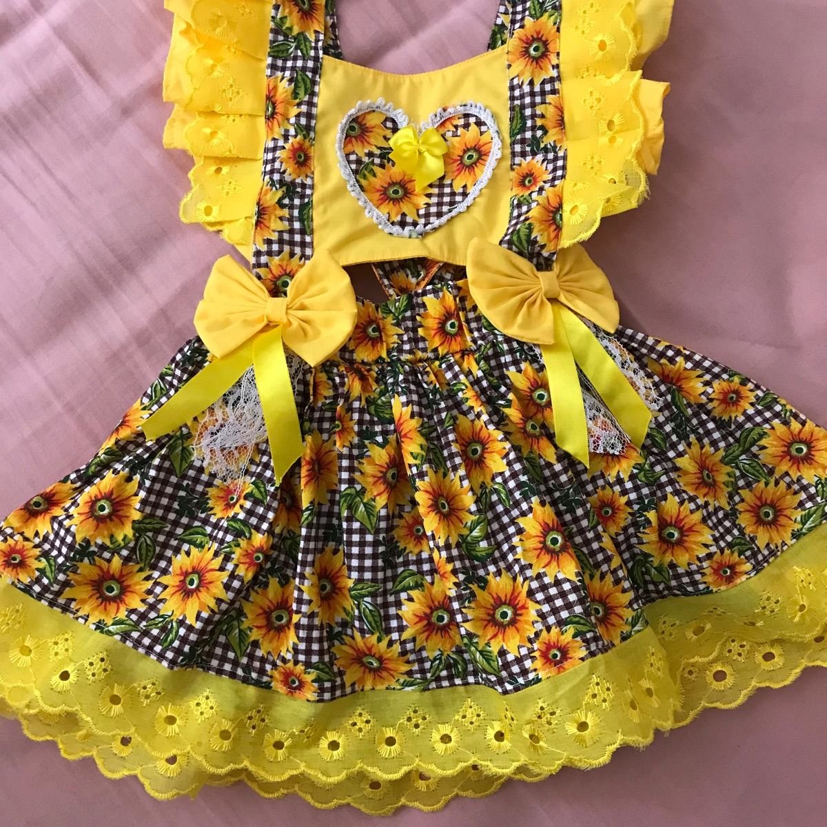 Jardineira Xadrez Festa Junina Vestido Caipira Infantil