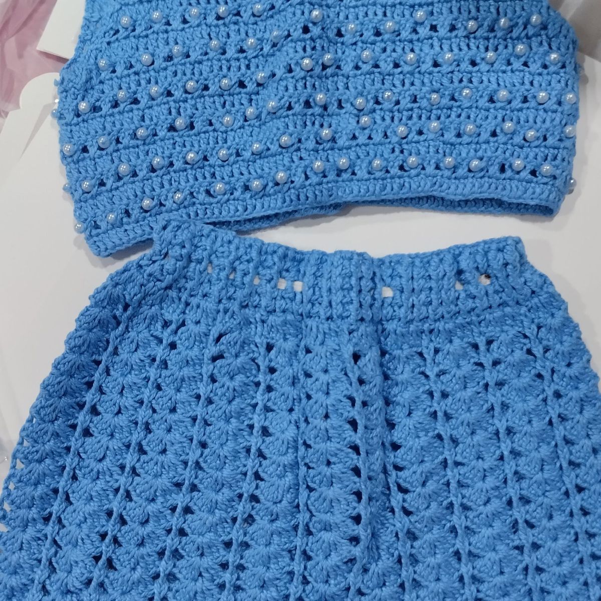 Saia e blusa hot sale de croche infantil