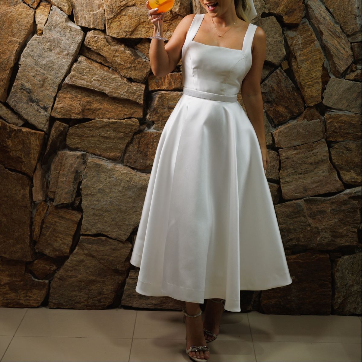 Vestido store zibeline branco