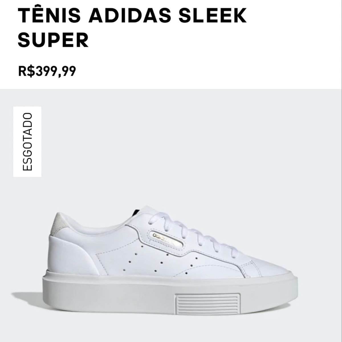 Tênis Adidas Super Sleek Branco/Rosa, Tênis Feminino Adidas Usado 88398293