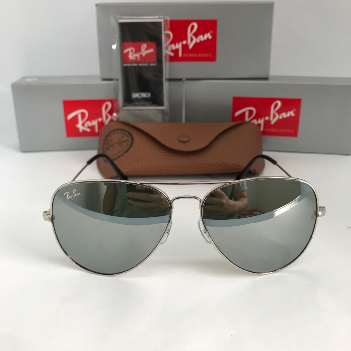 Óculos Ray Ban Aviador Espelhado Tamanho 64 Lentes de Cristal