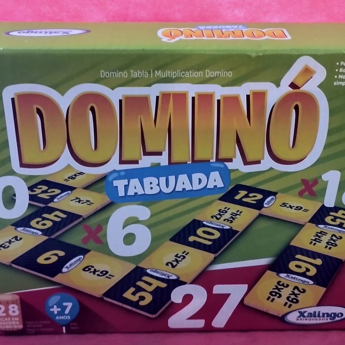 Jogo de Dominó - Madeira - Figuras e Palavras - 28 Peças - Xalingo