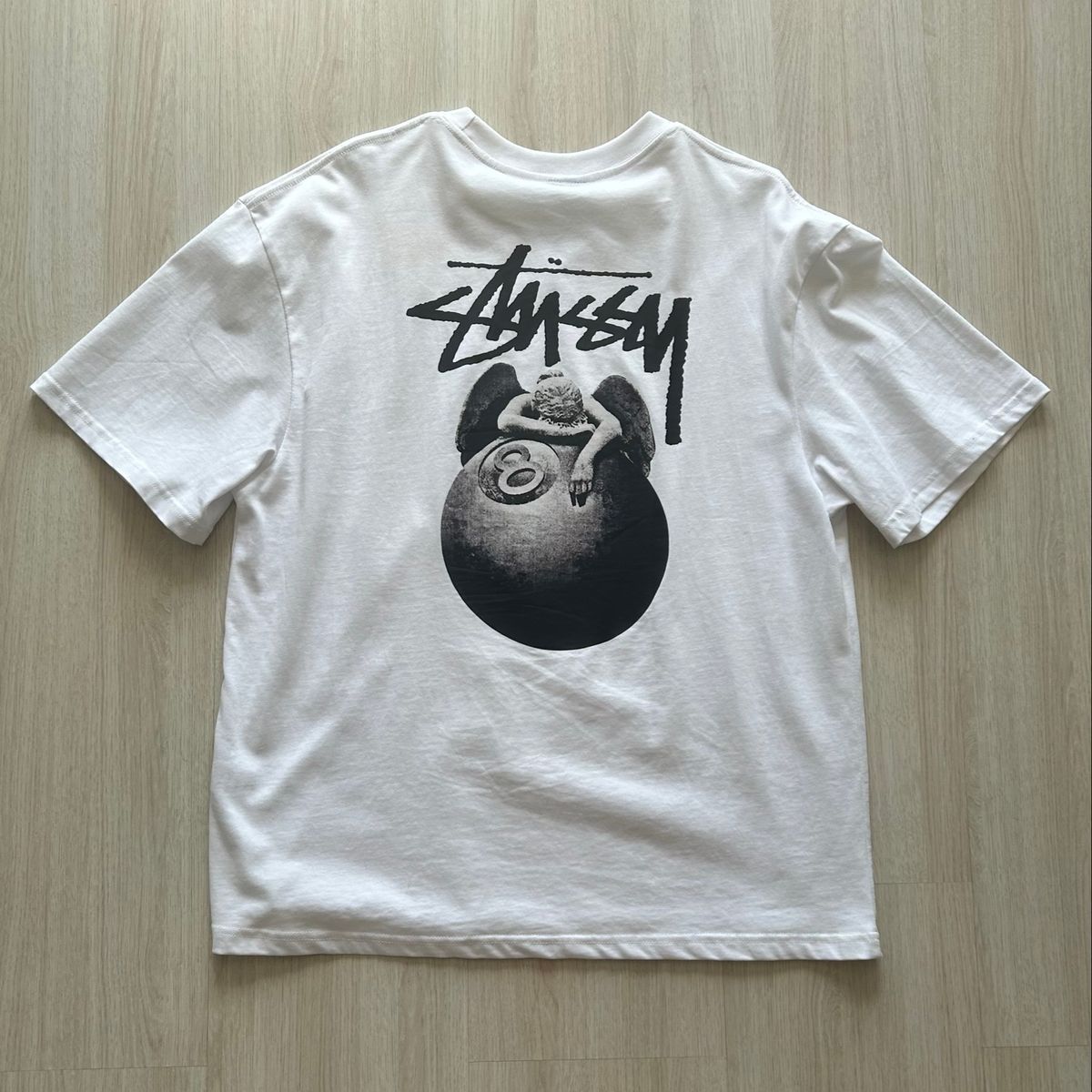 Camisa Camiseta Stussy Angel Tee Anjo 8 Ball Branco White Tamanho