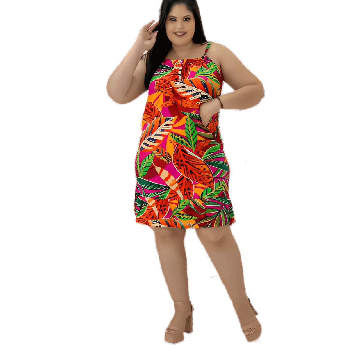 Vestido Feminino Plus Size Alcinha com Decote Brisa Canelado, Vestido  Feminino Kami'S Modas Plus Size Nunca Usado 80359204