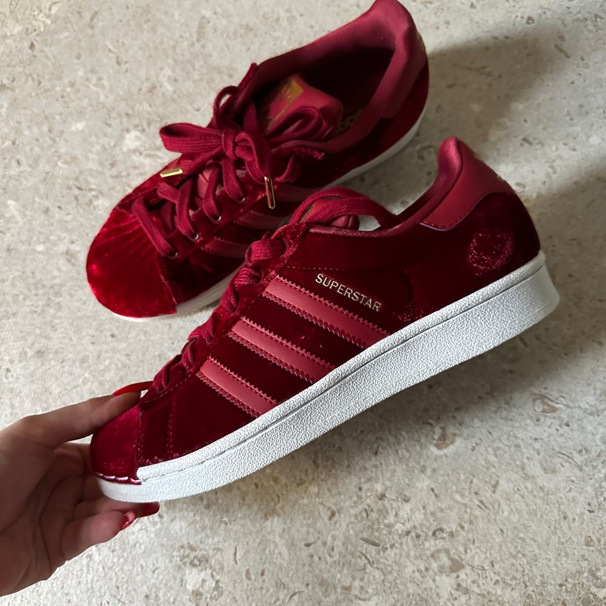 Adidas superstar velvet red new arrivals