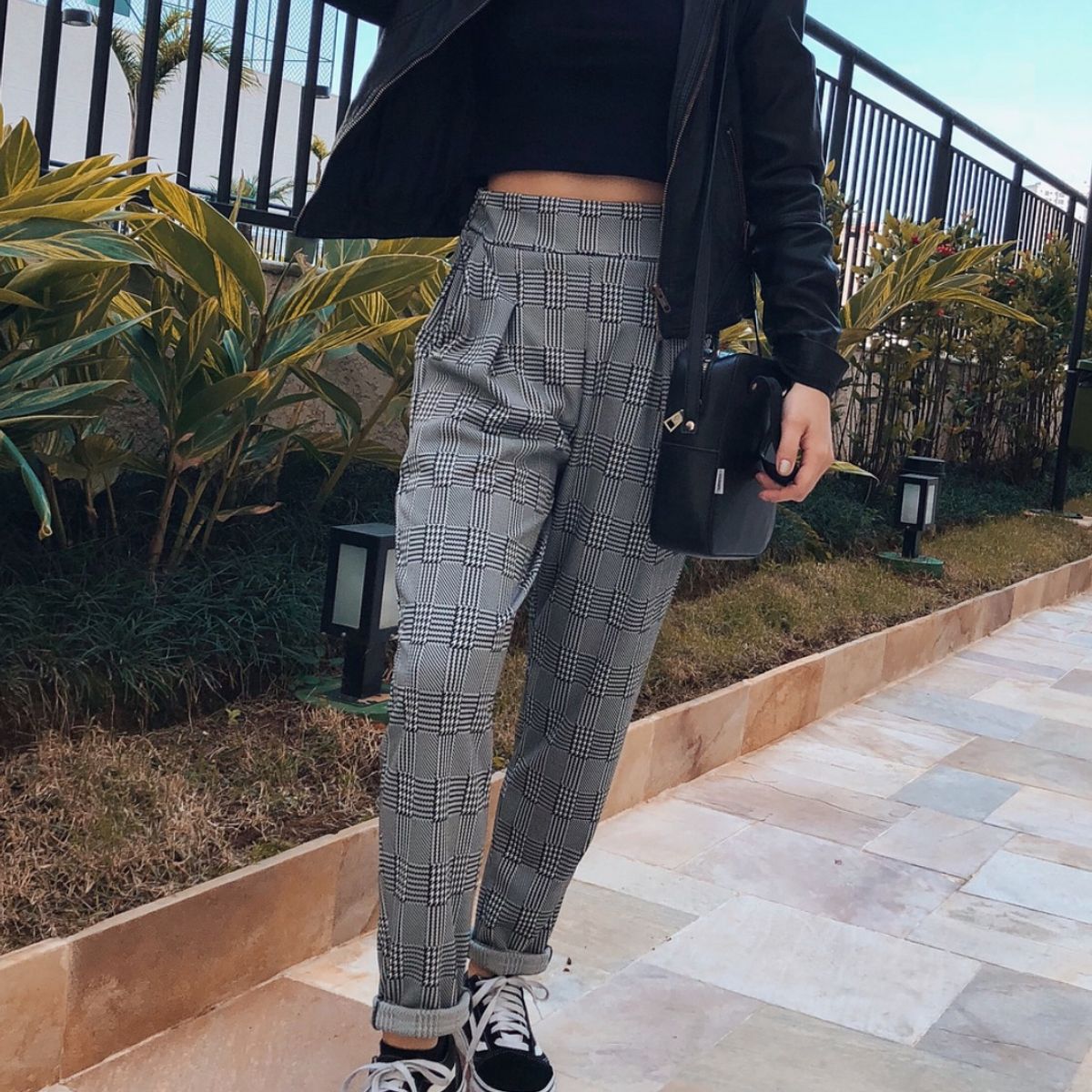 calça xadrez c&a