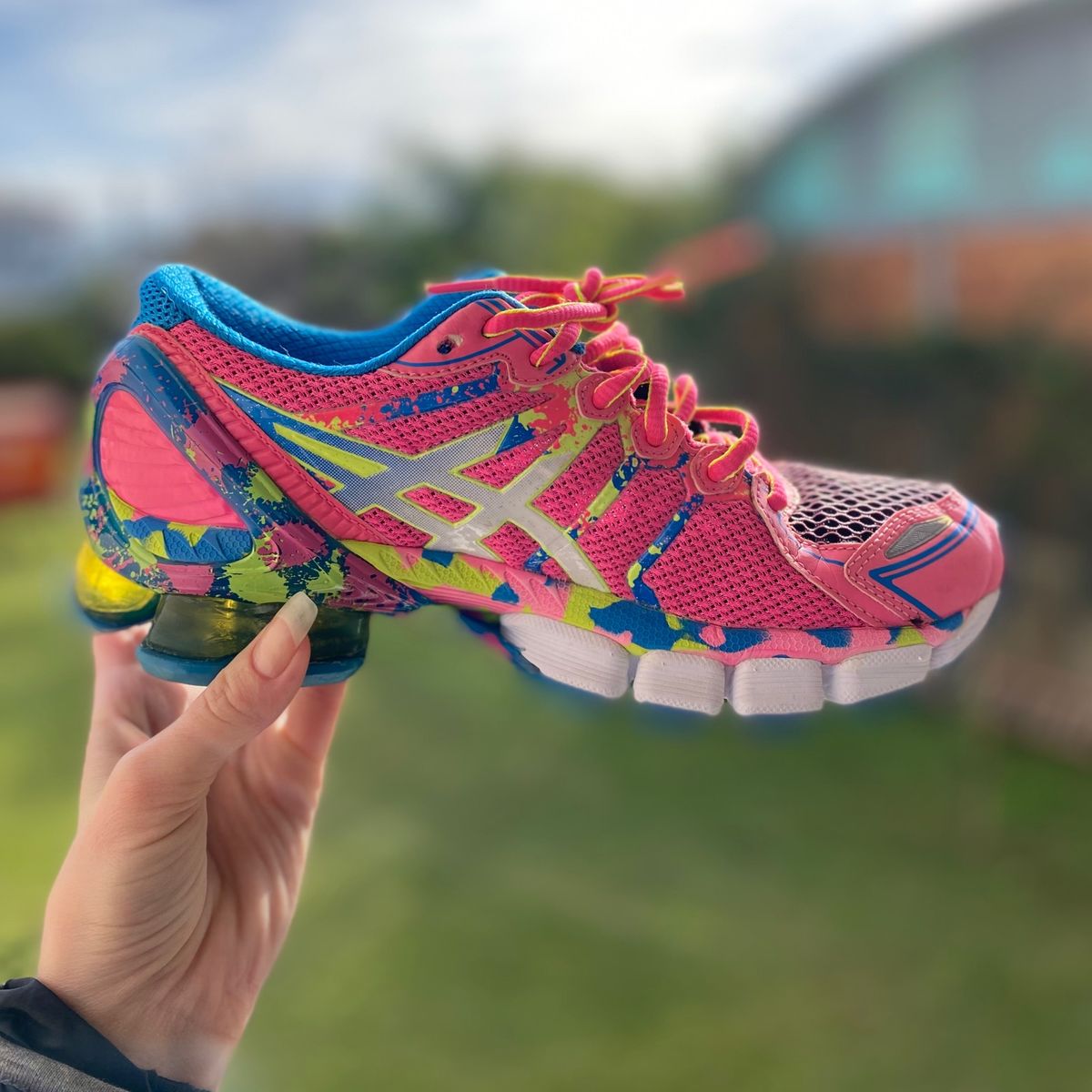 Tênis feminino asics gel store sendai 2 rosa e azul