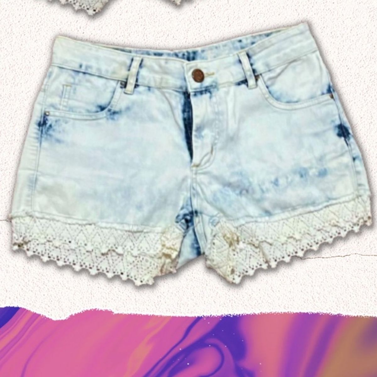 Renda no hot sale short jeans