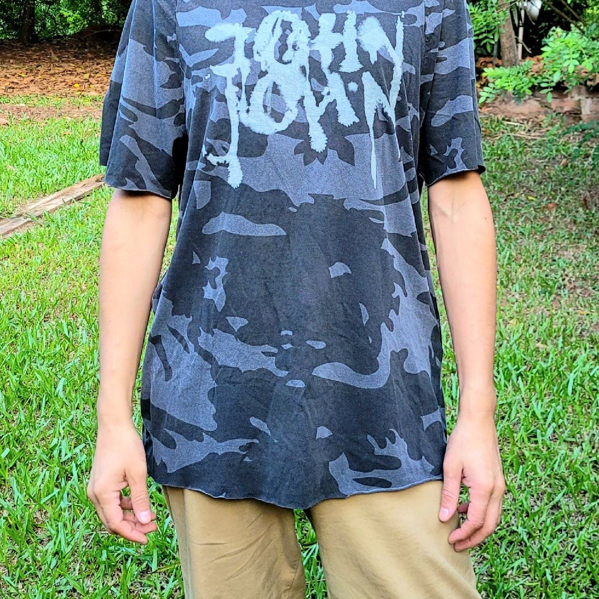 camiseta john john crú com estampa feminina, tamango gg, nunca usada