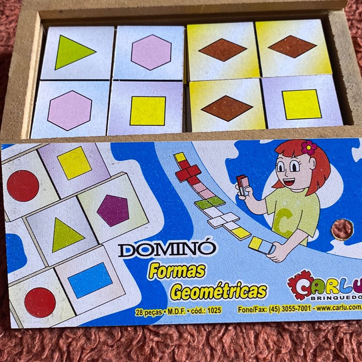 Jogo De Dominó Infantil Formas Geométricas Educativo 28 Pçs