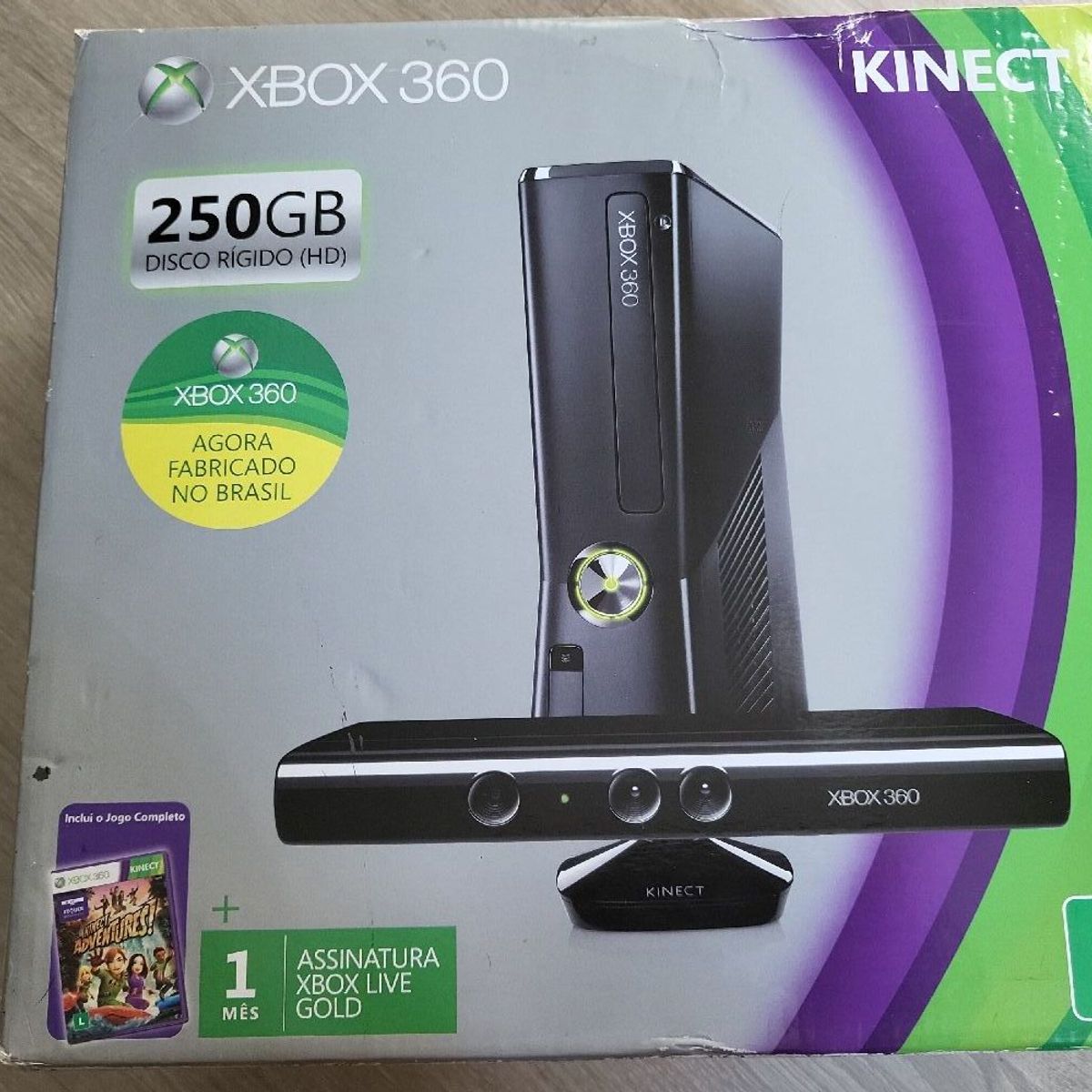 Console XBOX 360 250GB + Kinect + 3 Jogos + Controle sem fio + 1 Mês De Live