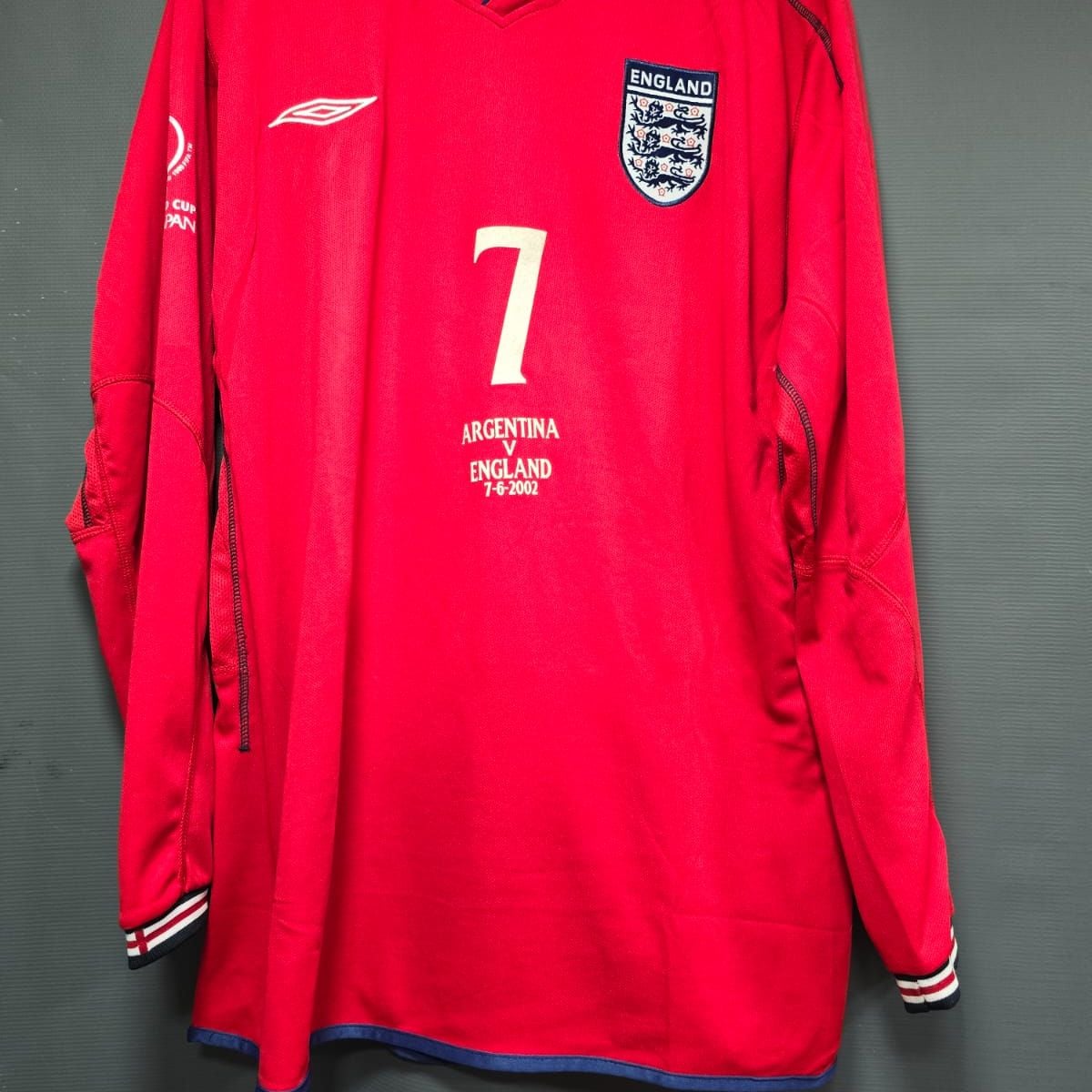 Camisa Inglaterra Away Copa 2002 Tamanho G Manga Longa Beckham 7