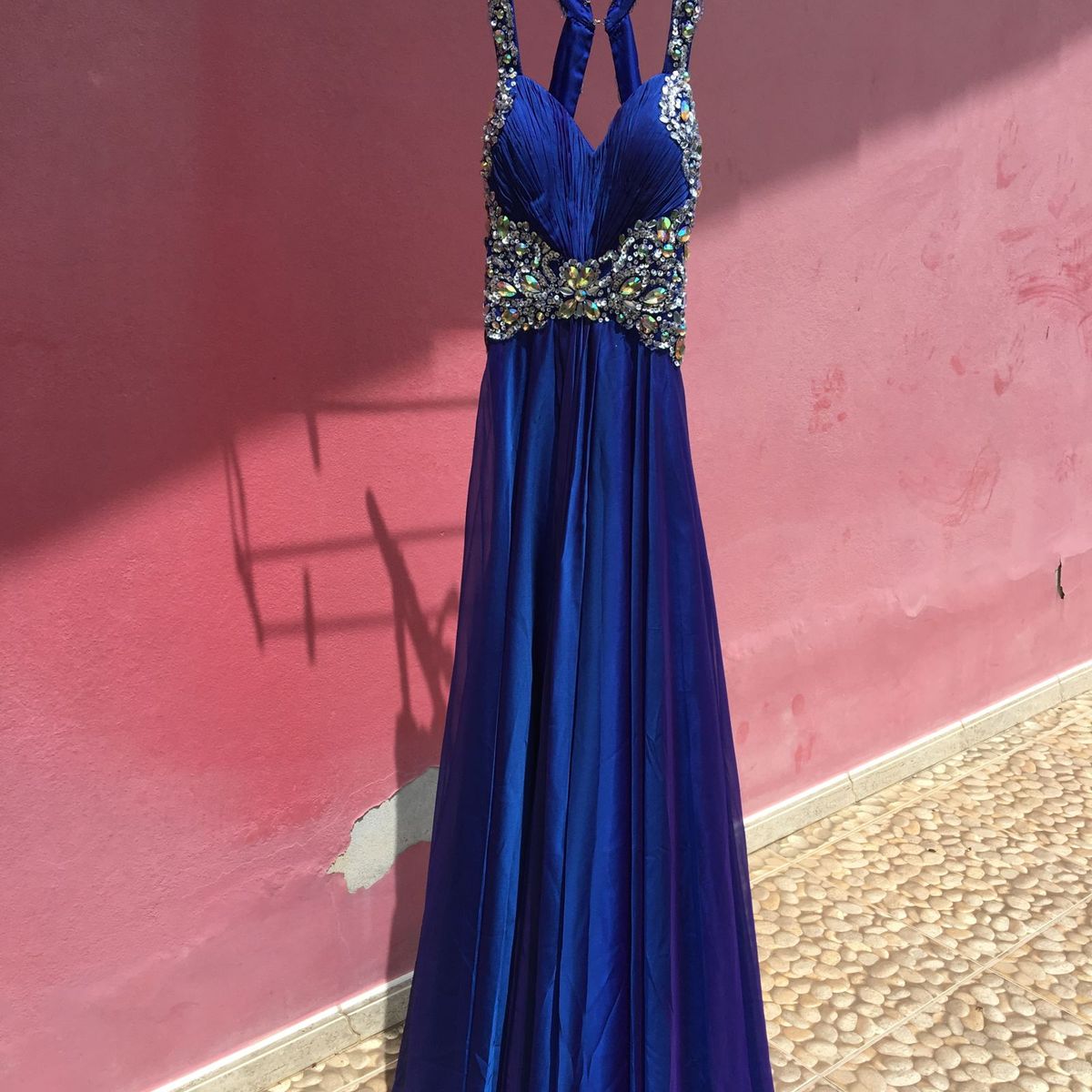 vestido azul bic longo