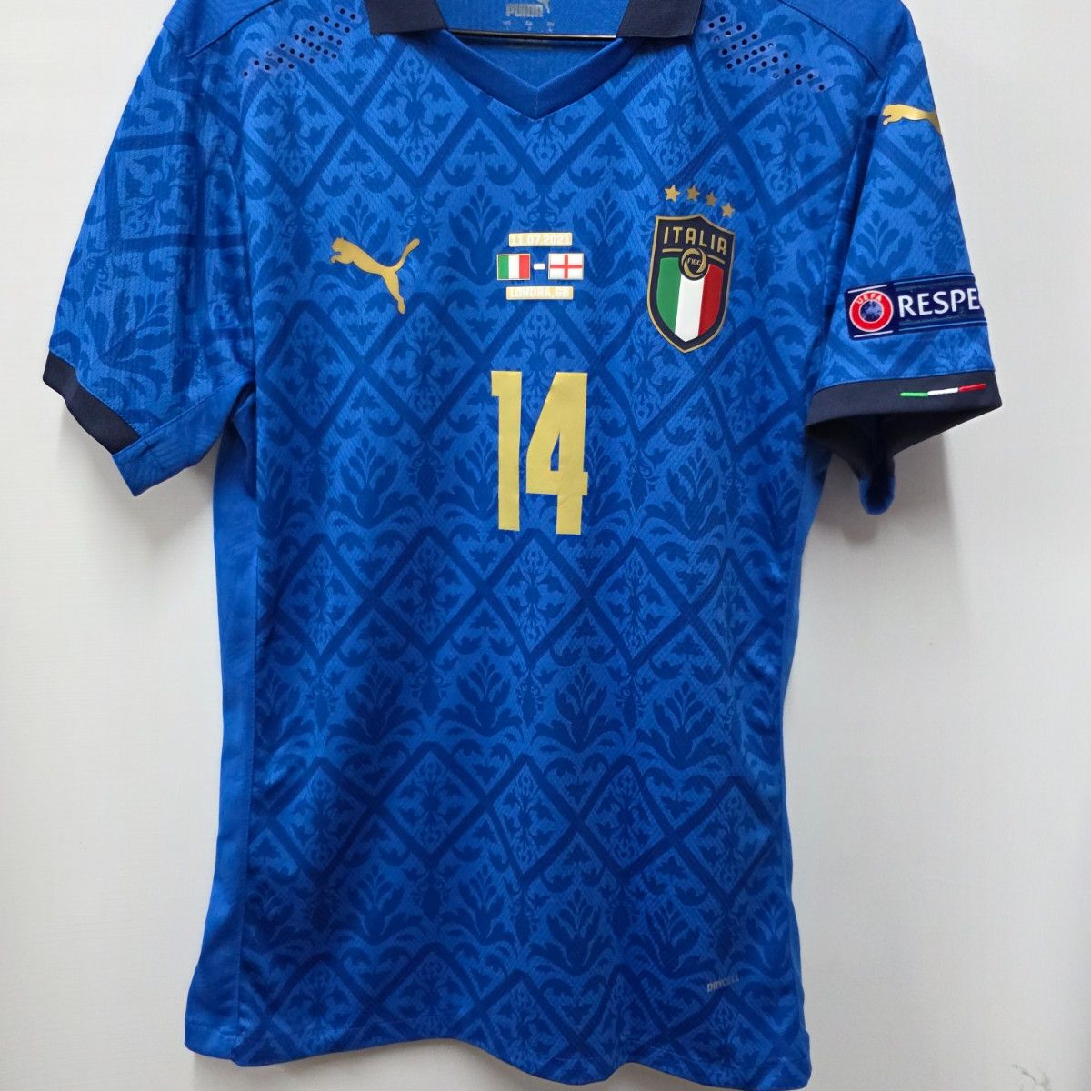 Camisa Itália Home 20-21 G Chiesa 14 Final Euro Versão Jogador