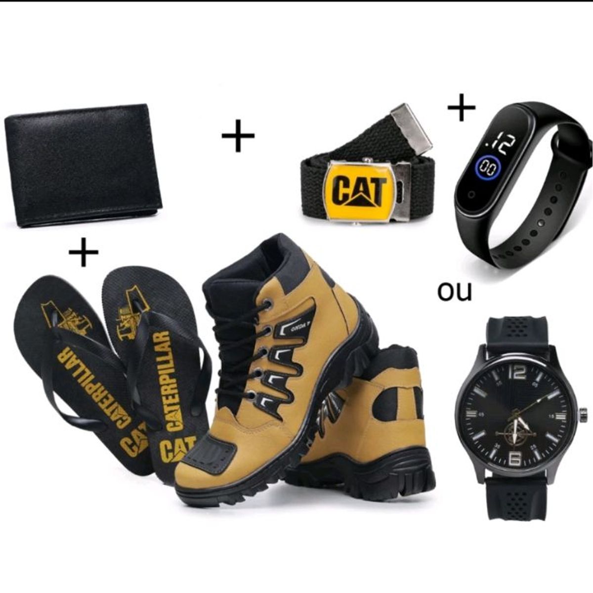 Kit com Bota Adventure + Chinelo + Carteira e Cinto