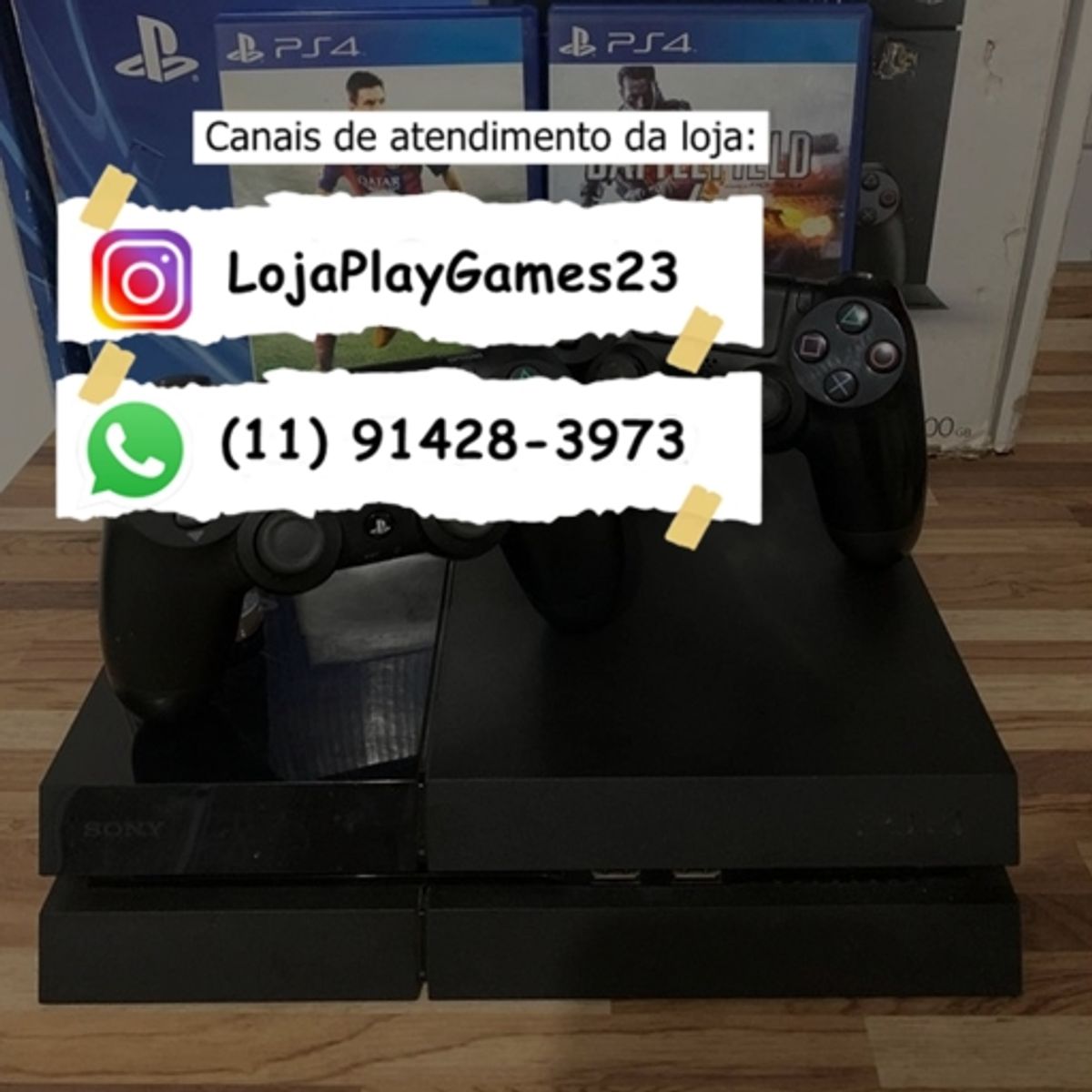 Ps4 com Jogo e Dois Controles | Console de Videogame Playstation Usado  93674500 | enjoei