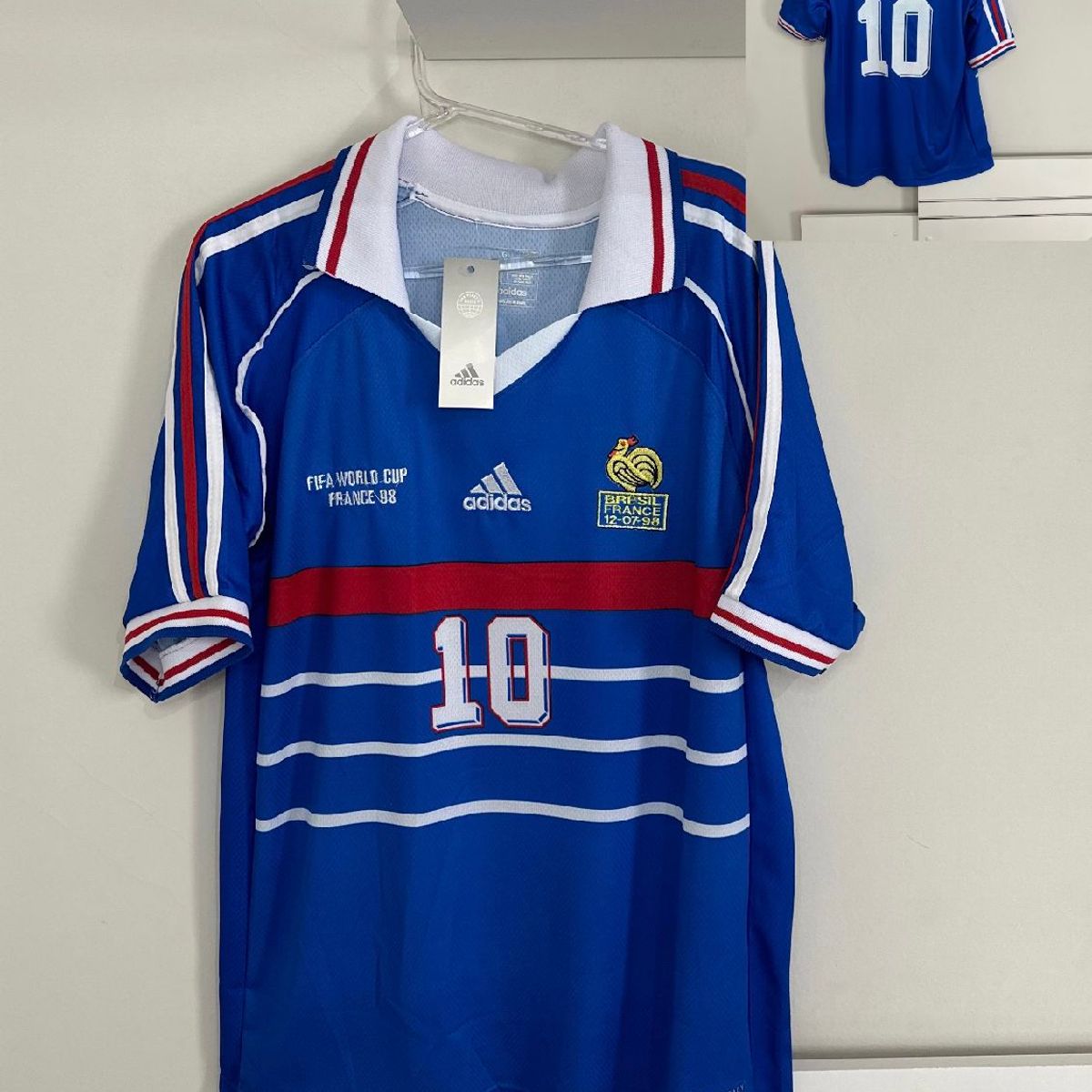 Camisa de Time França Retrô 1998 Zidane 10 Copa do Mundo Vs