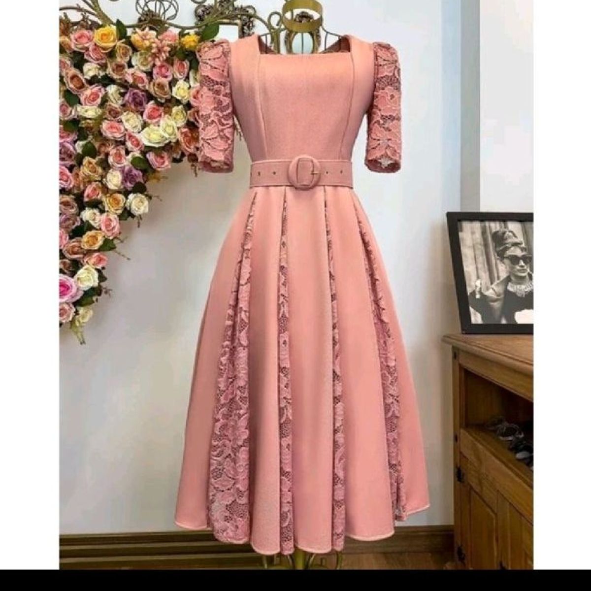 Vestido de malha fashion grossa rodado