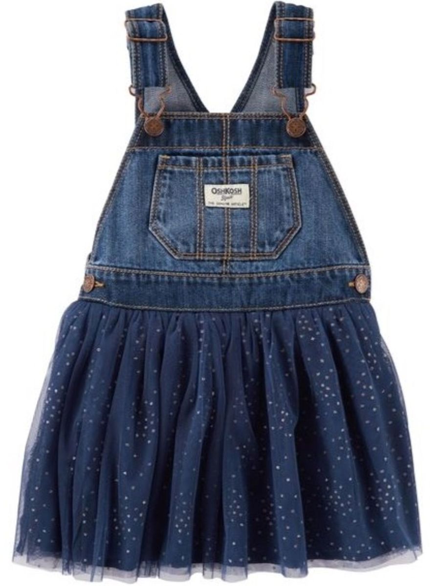 jardineira infantil saia jeans