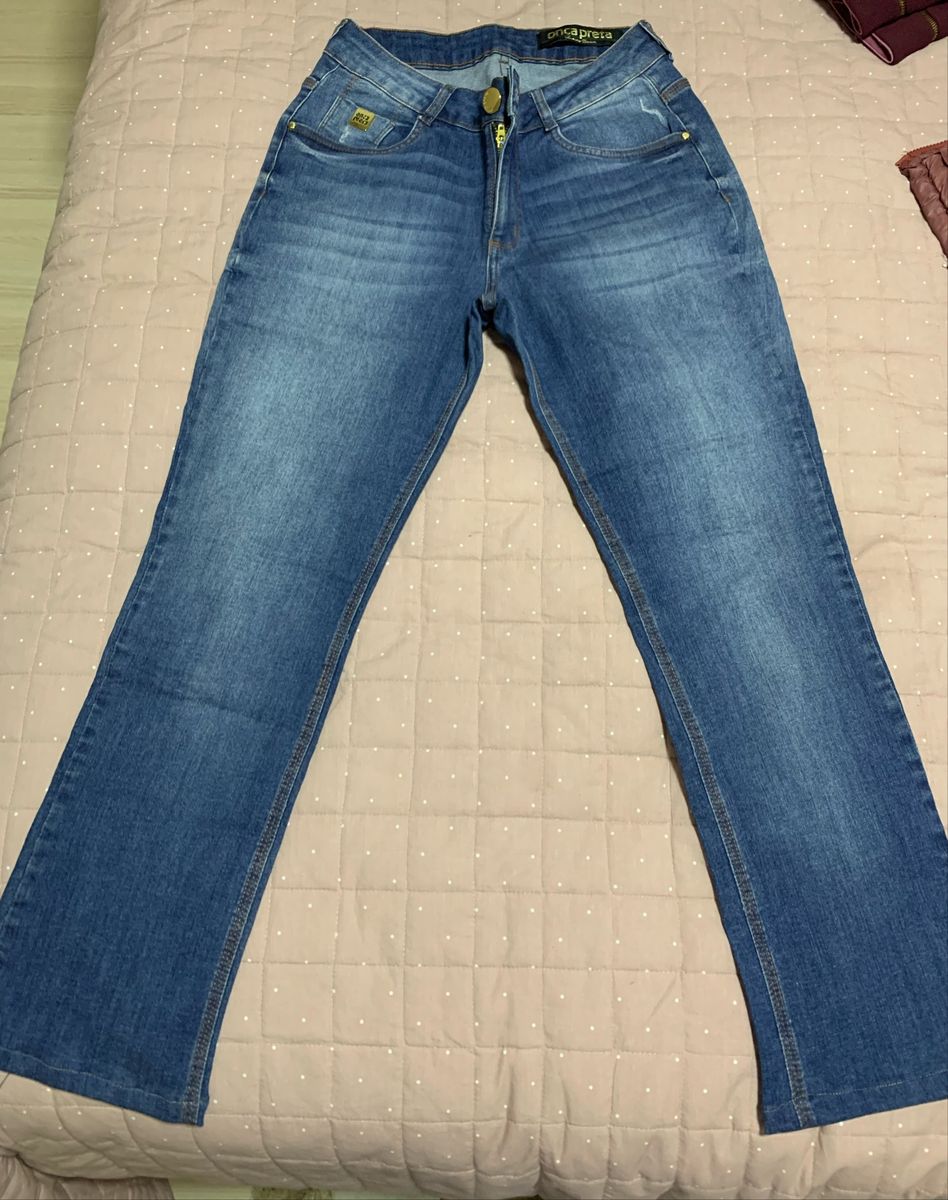 calça jeans onça preta