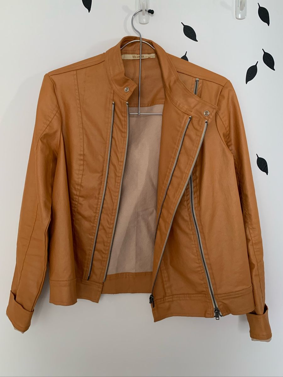 jaqueta jeans caramelo feminina