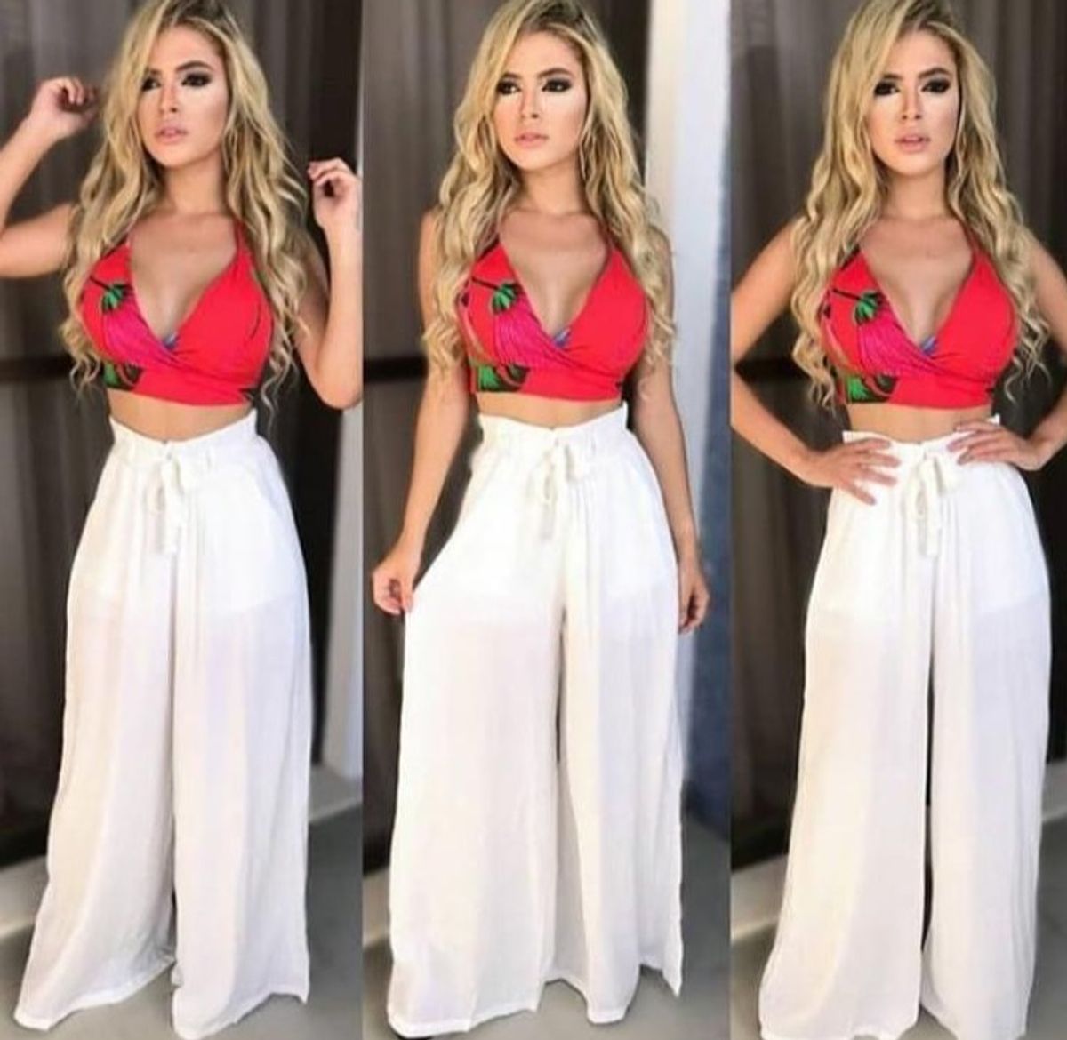 calça pantalona com transparencia