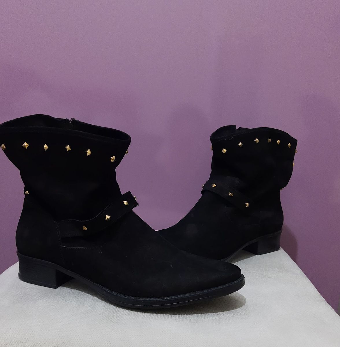 bota veludo cano curto