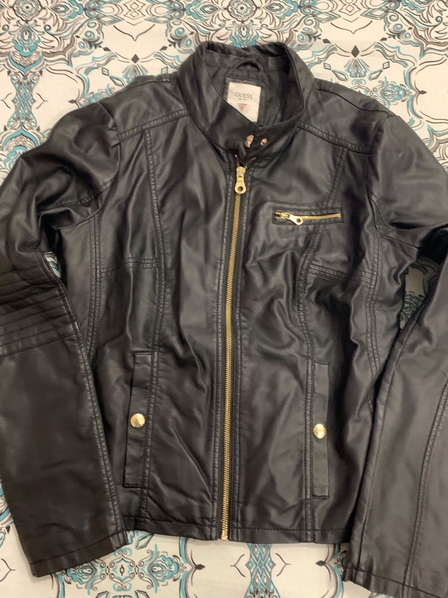 jaqueta couro guess feminina