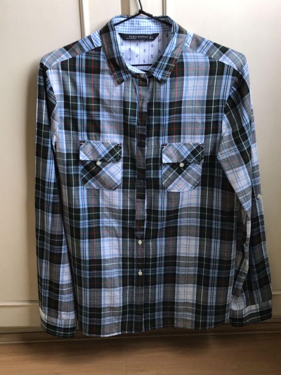 camisa xadrez zara feminina