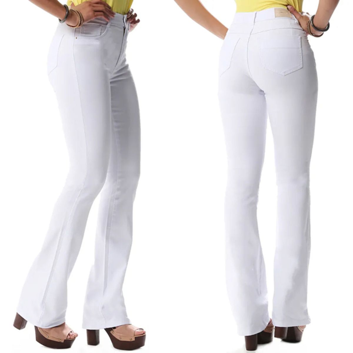 calça jeans feminina branca cos alto