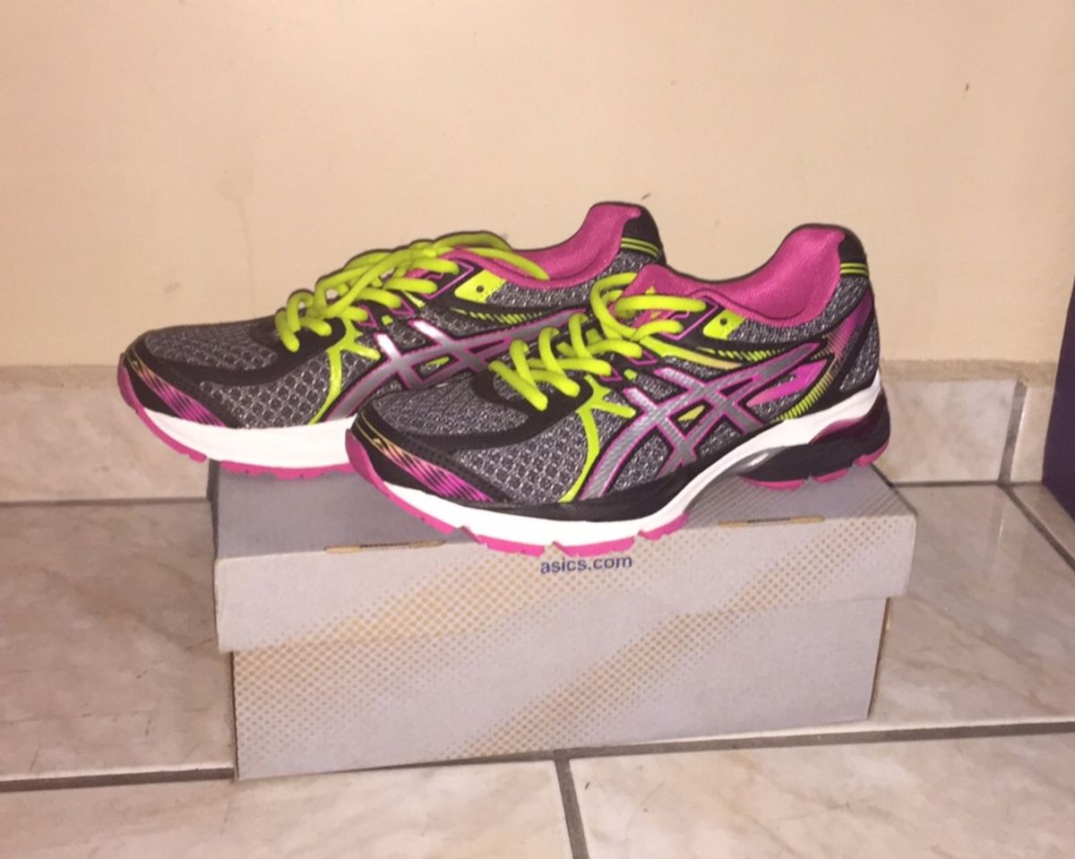 tenis asics gel flux 3 feminino azul e rosa