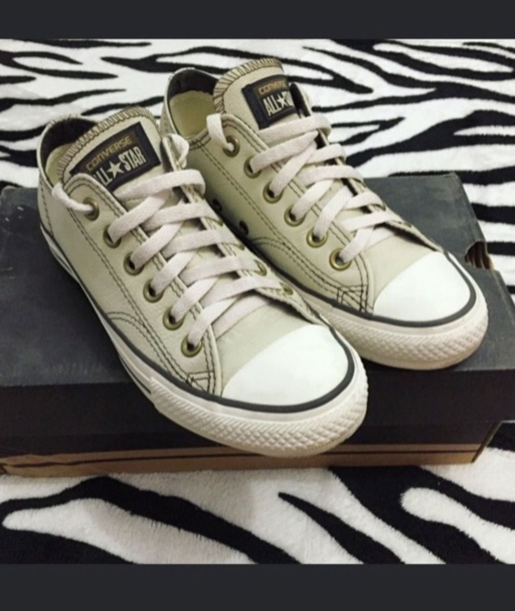 converse all star couro bege