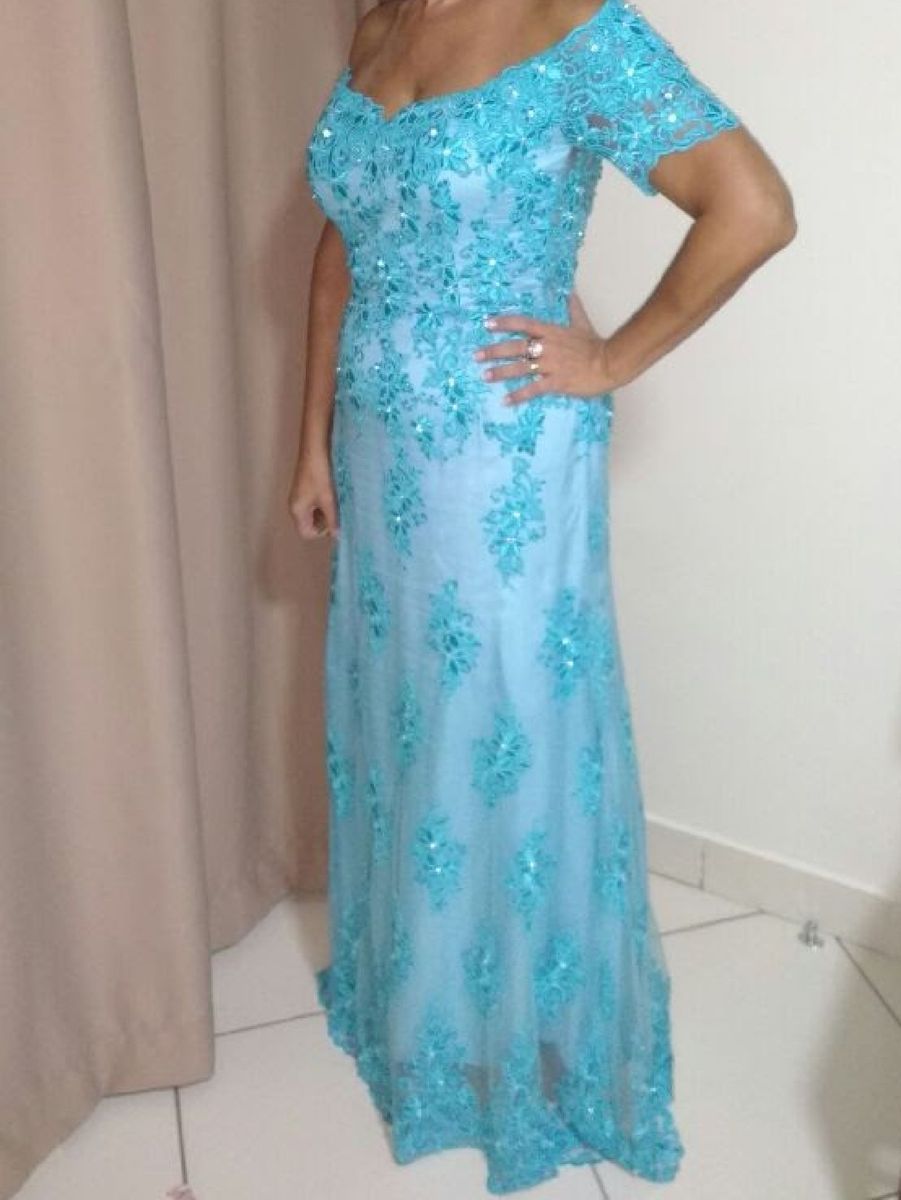 vestido mae de noiva azul
