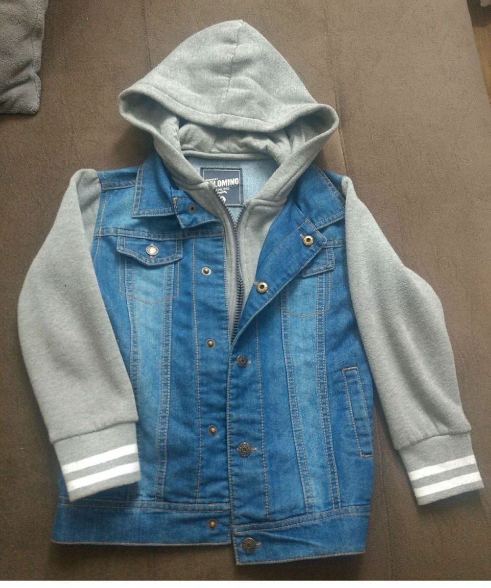 jaqueta jeans com moletom infantil