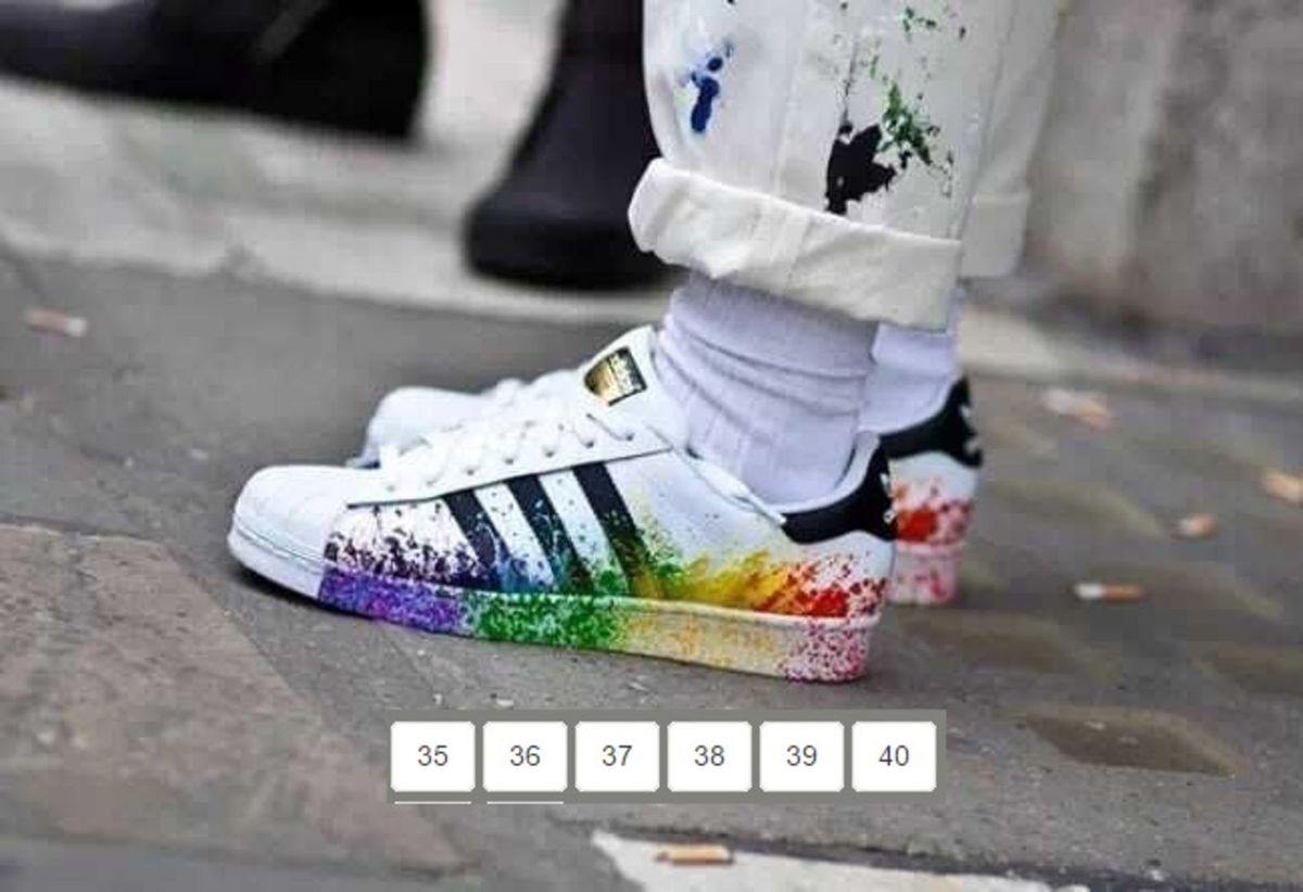 tenis adidas superstar colors spray colorido pichado