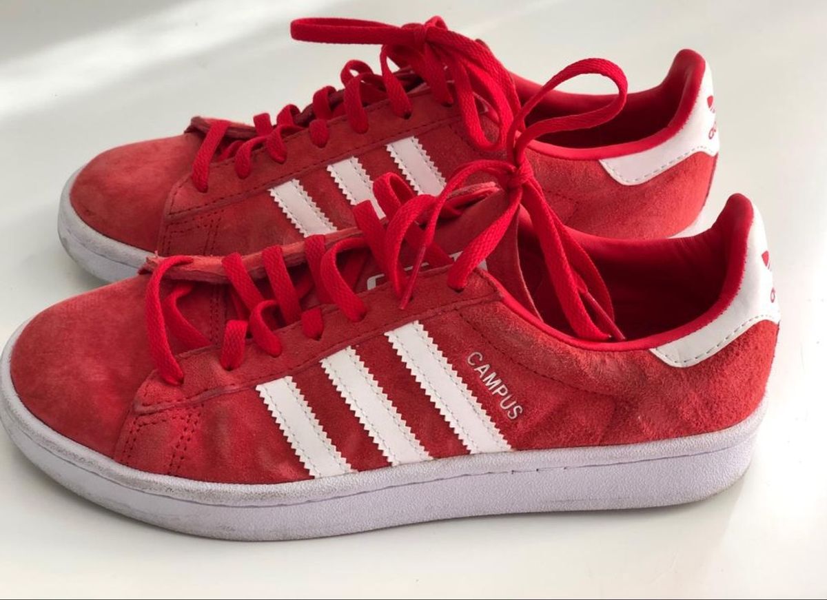 tênis couro adidas originals campus vermelho