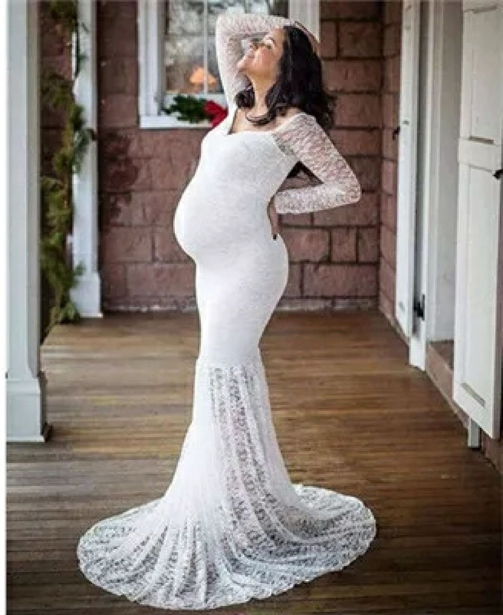 vestido renda ensaio gestante