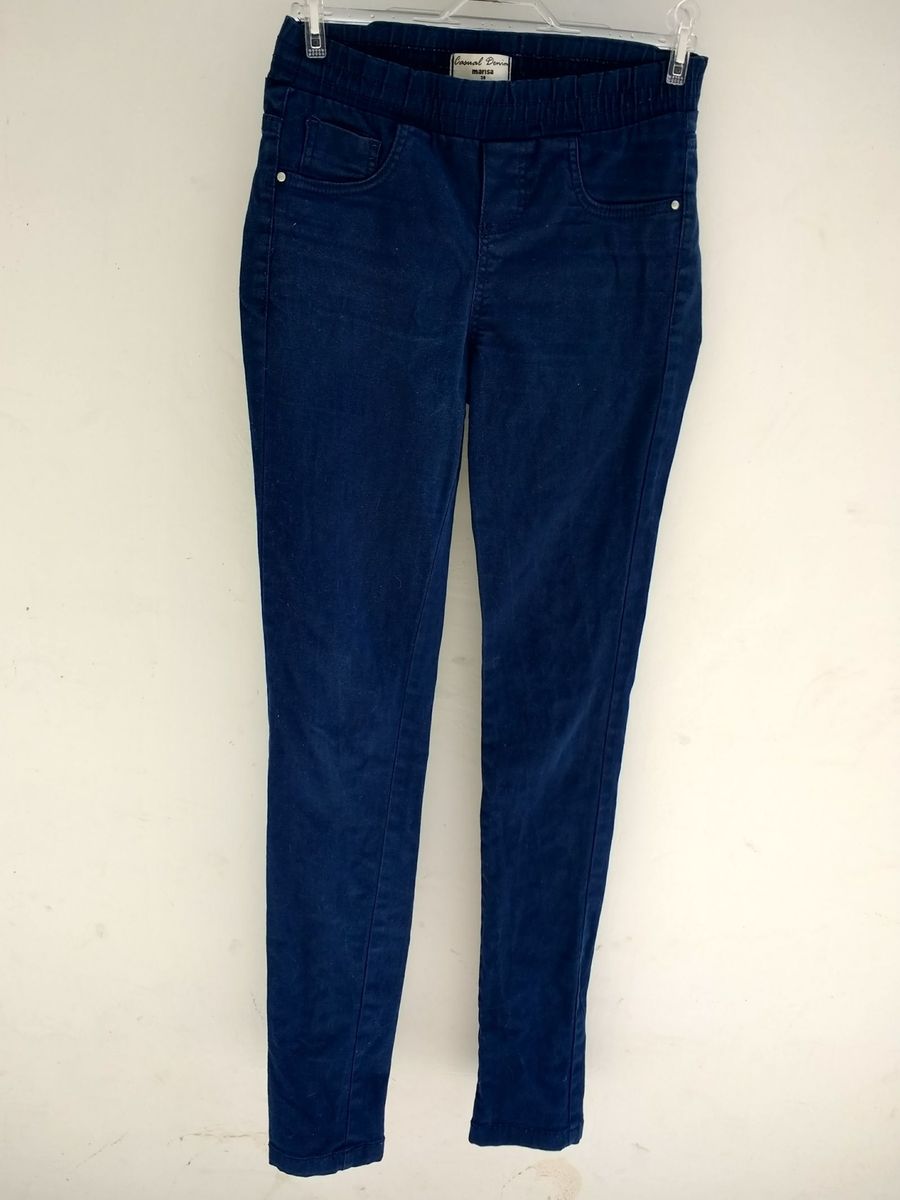 calça de sarja azul marinho