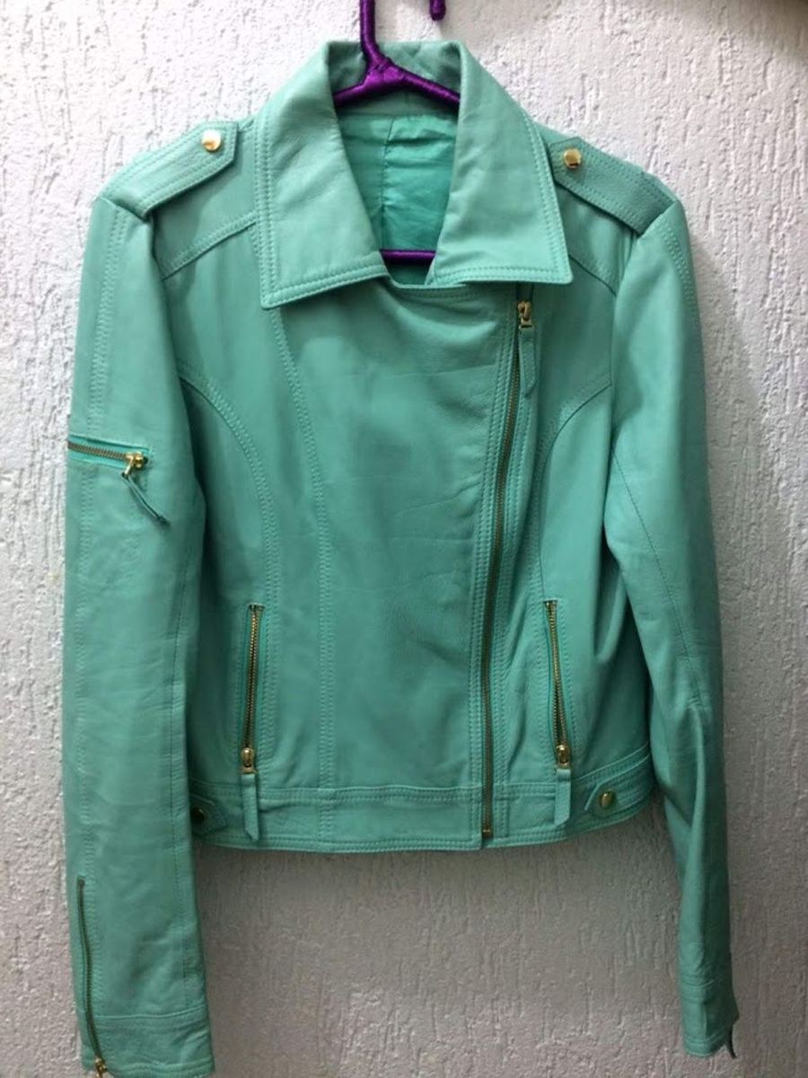 jaqueta de couro feminina m officer