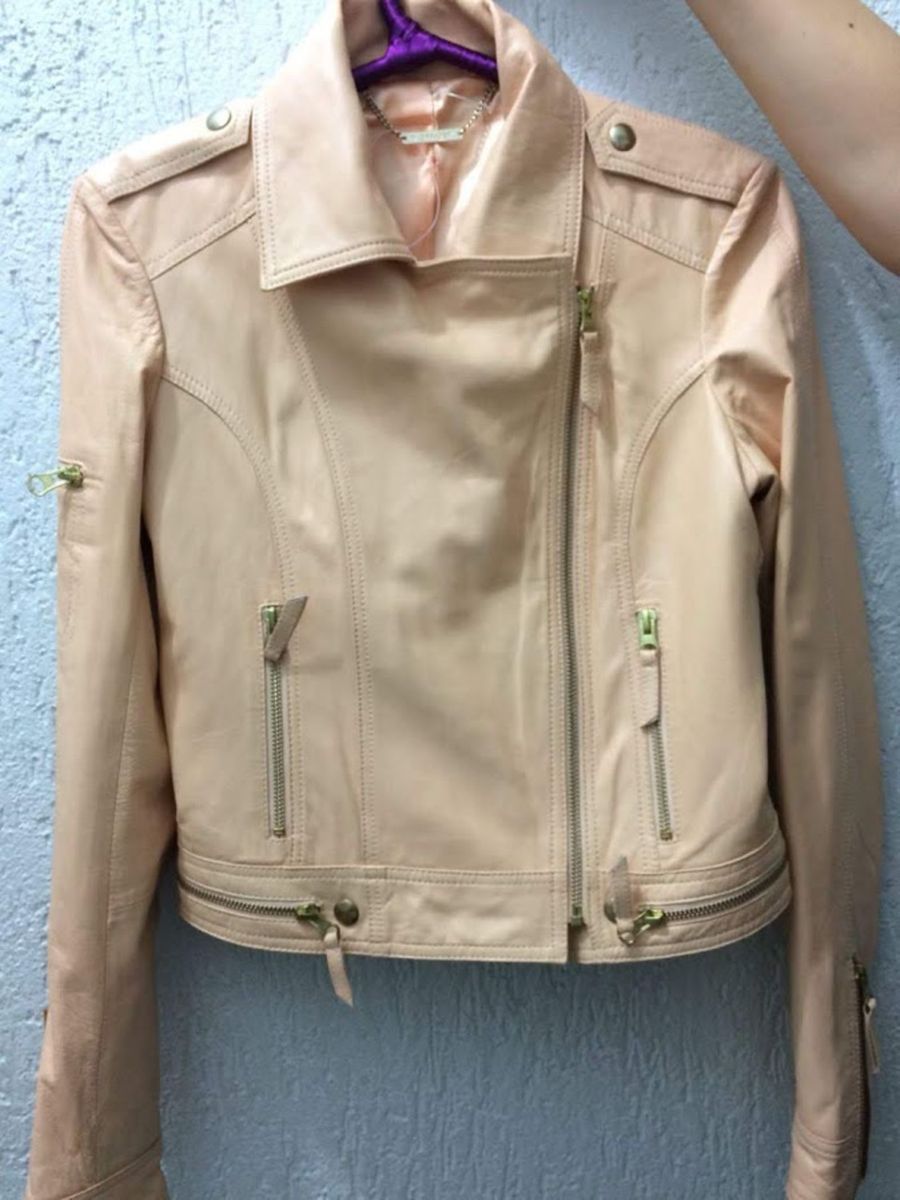 jaqueta de couro feminina m officer