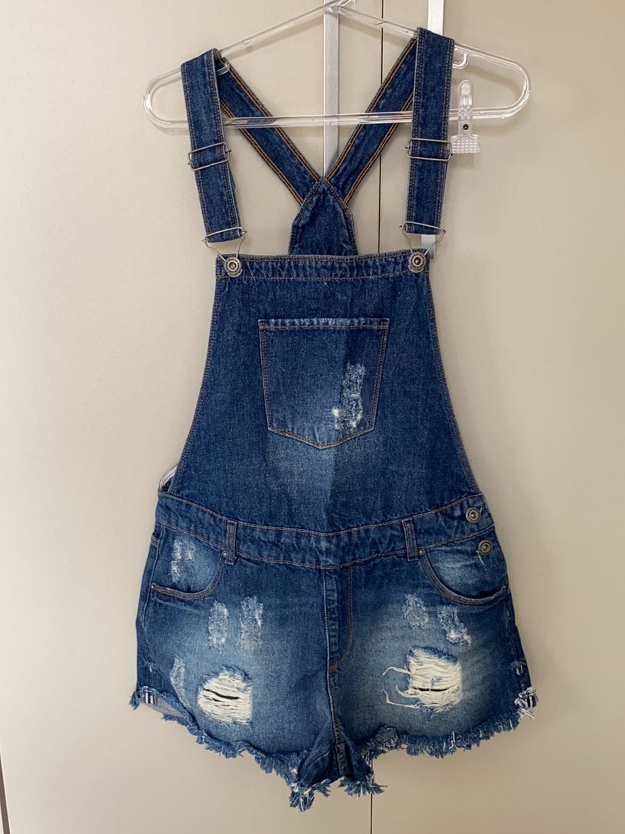 jardineira jeans saia renner