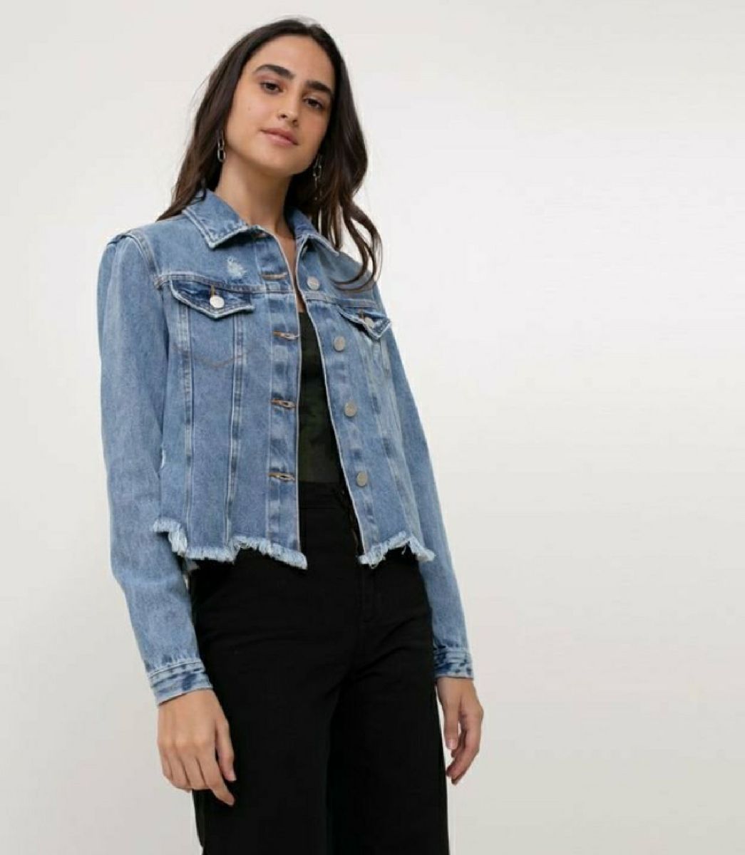 jaqueta jeans destroyed renner